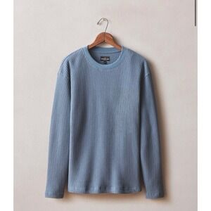 NWOT American Giant Mens Waffle Knit Long Sleeve Thermal Crew Neck Shirt M Blue